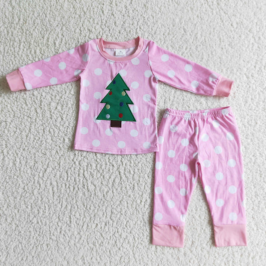 6 B12-37 baby girl Christmas embroidered Tree long sleeve Pajamas set-promotion 2023.11.11