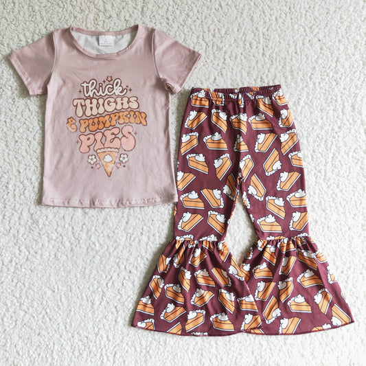 Thanksgiving day pie T-shirt bell bottoms sets GSPO0185