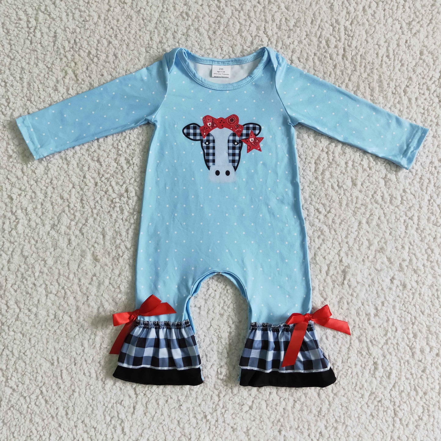 Heifer blue long sleeve Romper