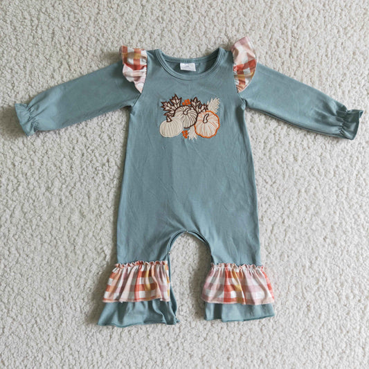 pumpkin embroidered baby jumpsuits LR0105