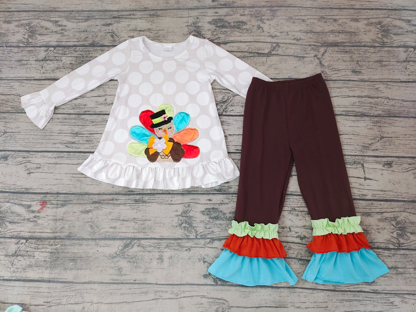 Thanksgiving day long sleeve Top ruffle pants set-preorder