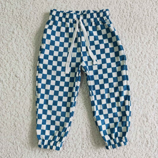 100% Cotton Blue Plaid Long pants