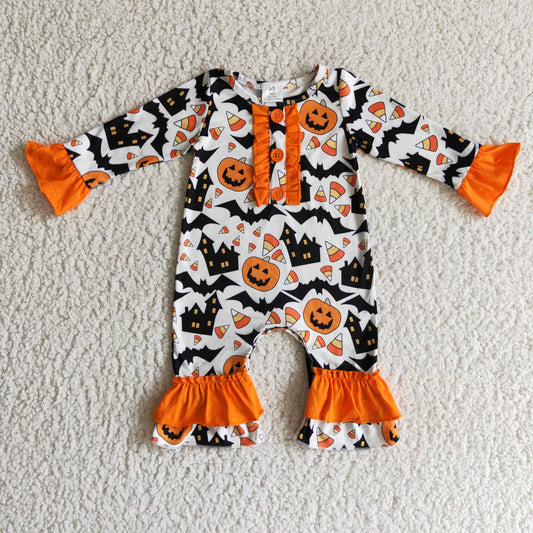 Halloween Pumpkin ruffled Romper 6 A16-21