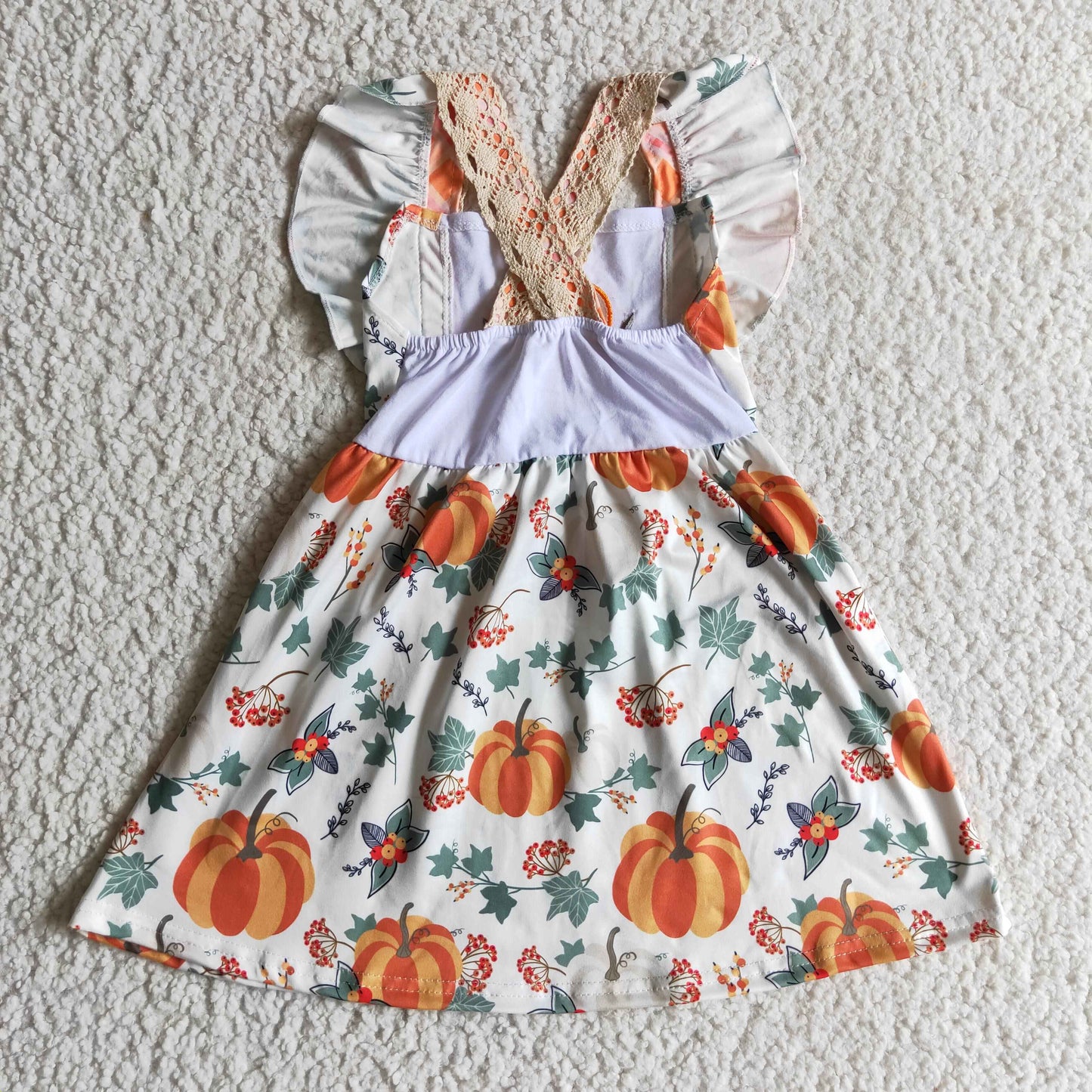 pumpkin embroidered lace trim dress GSD0146