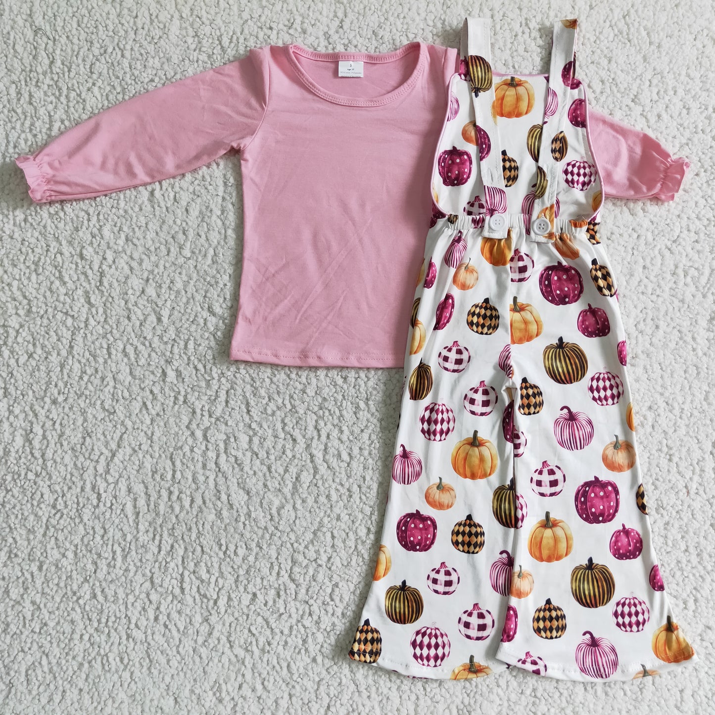 girls Pink Pumpkin suspender overalls GLP0188