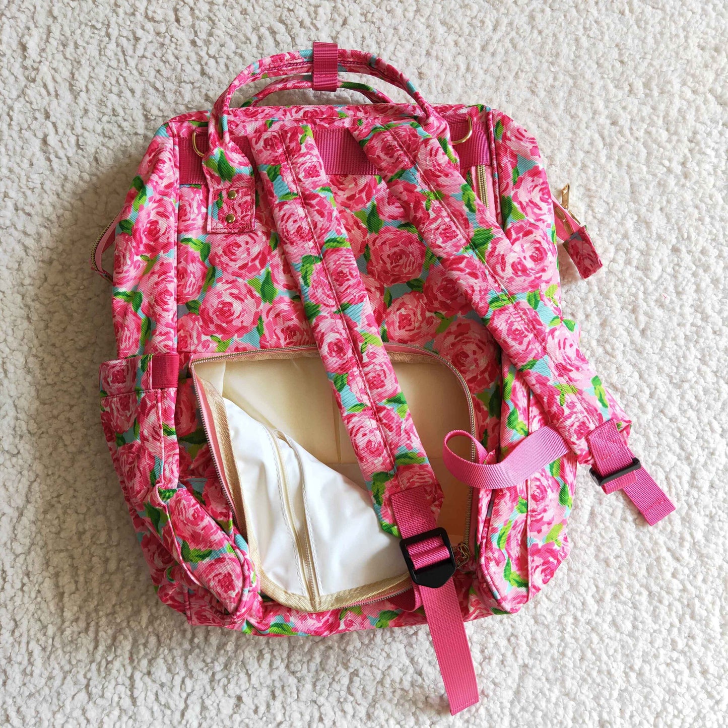 Pink rose school bag