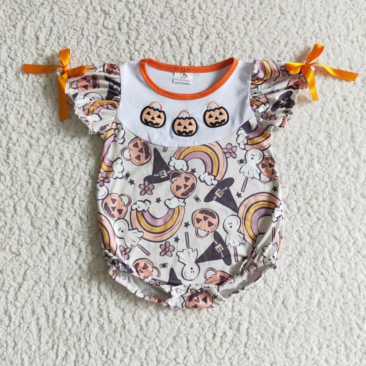 Halloween pumpkin Embroidered baby romper SR0086