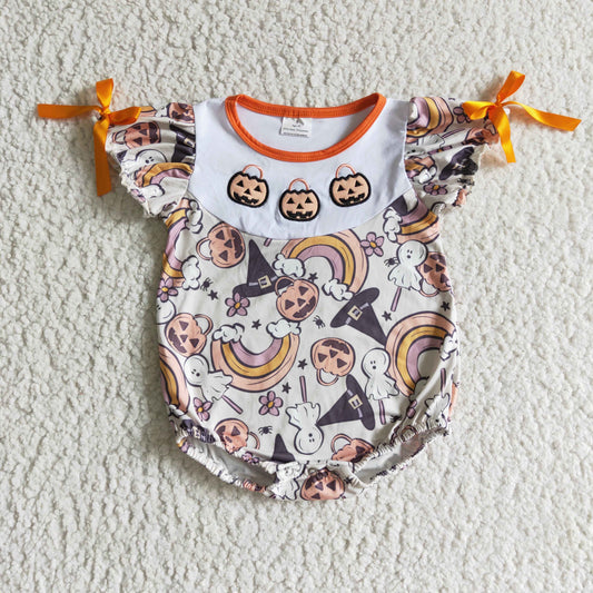 Halloween pumpkin Embroidered baby romper SR0086