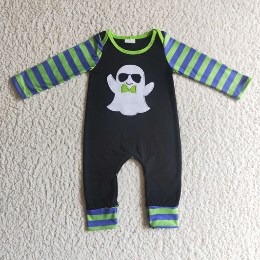 boys Halloween ghost embroidered Romper LR0132