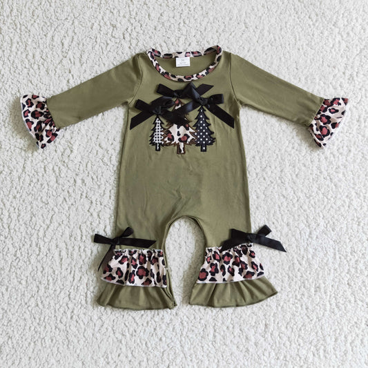 Christmas tree embroidered Romper