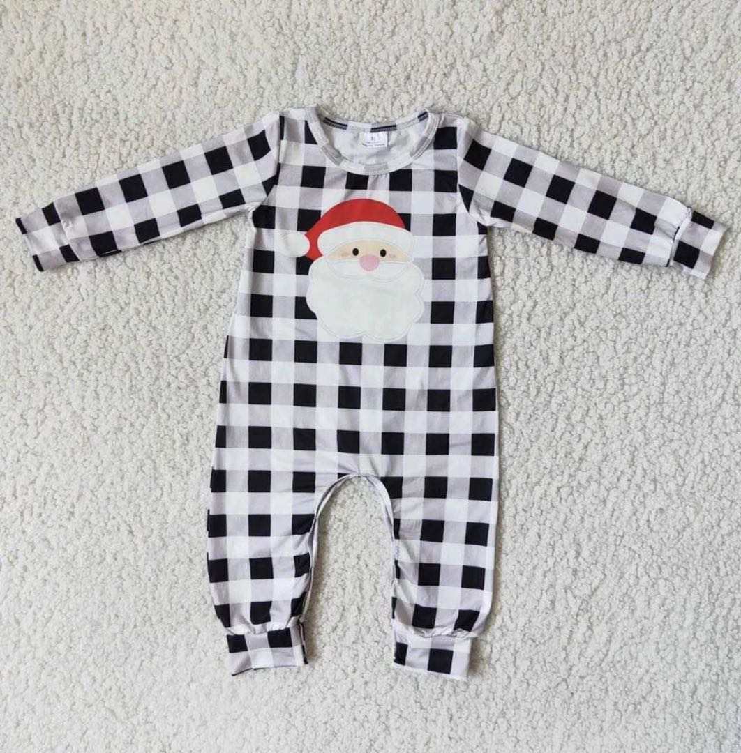 Christmas boy plaid romper