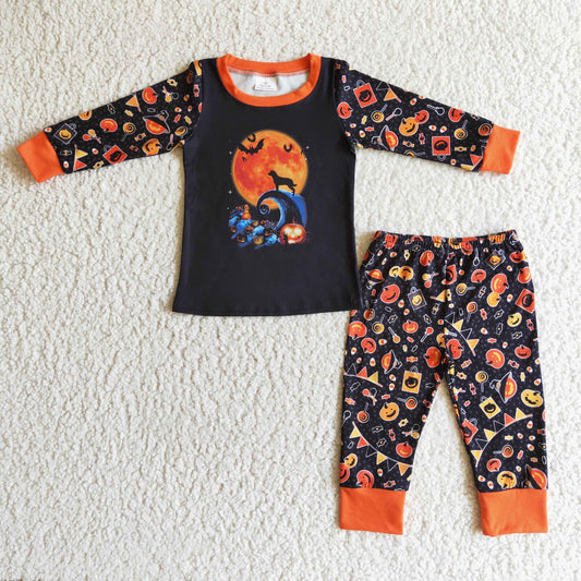 boys Halloween long sleeve pajamas set BLP0024