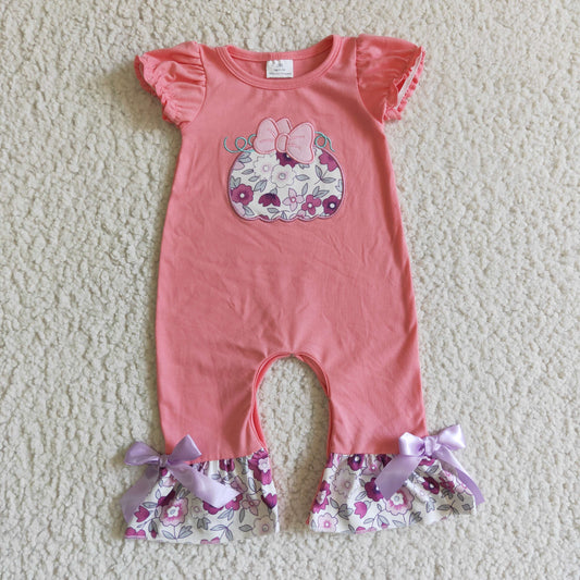 baby girls Pink pumpkin embroidered jumpsuits SR0097