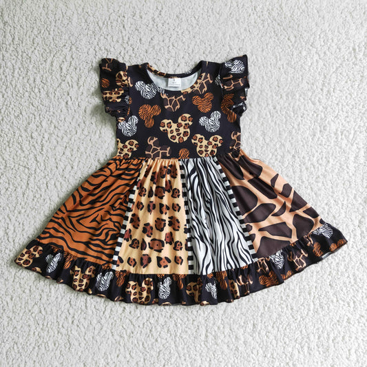 Cartoon leopard patchwork Dress D8-30