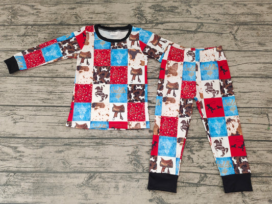 Western horse boy pajamas set-preorder