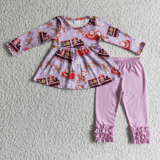 Christmas Girl Tunic Dress Top long pants set