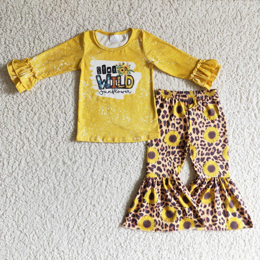 Wild sunflower bell bottoms pants  Set