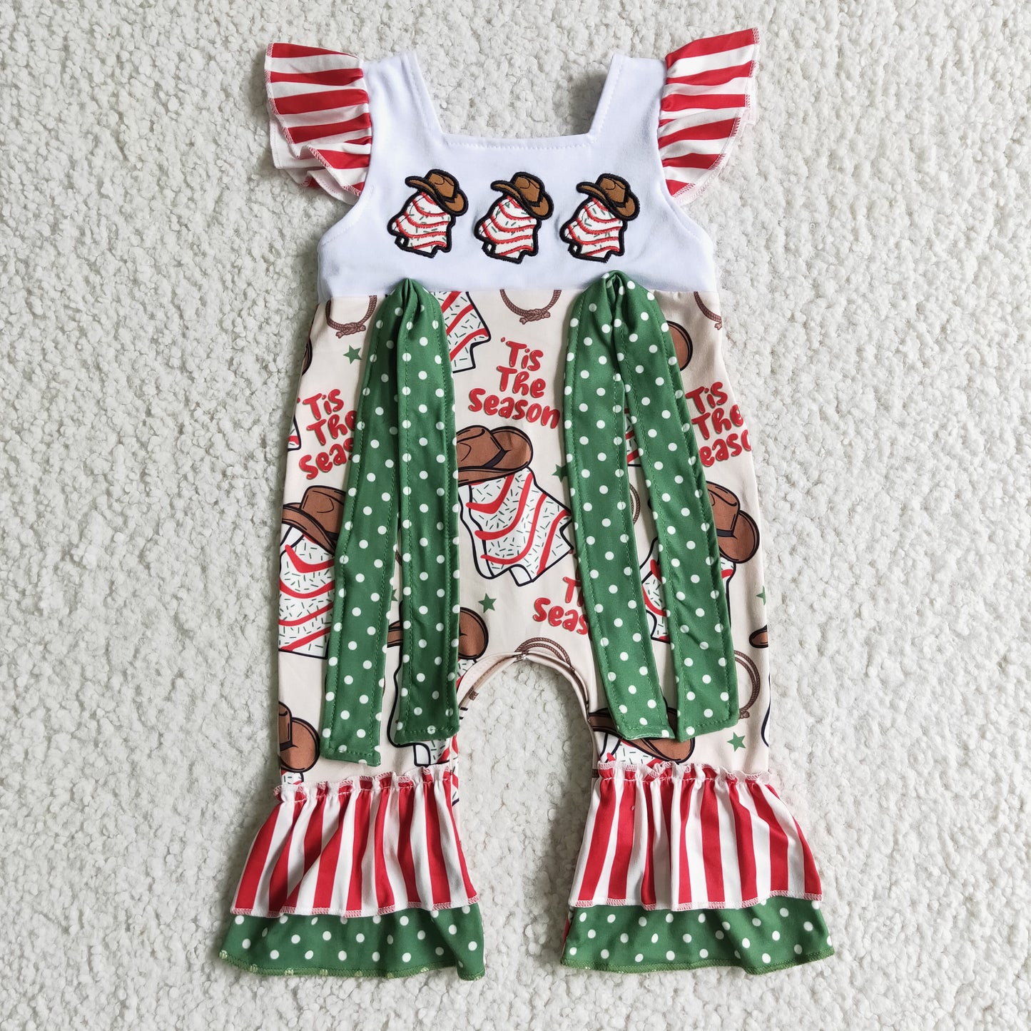 Christmas embroidered Pie Romper