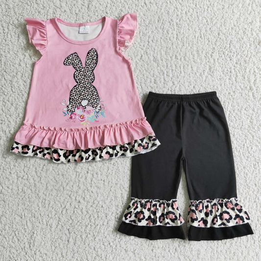 Pink Easter rabbit ruffle set