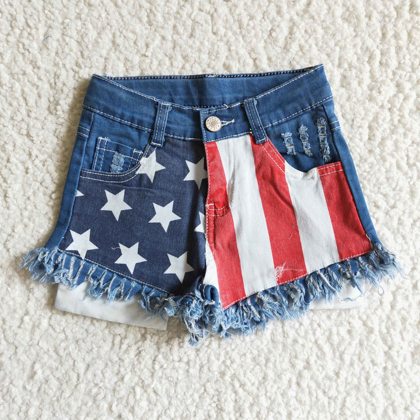 American flag denim shorts