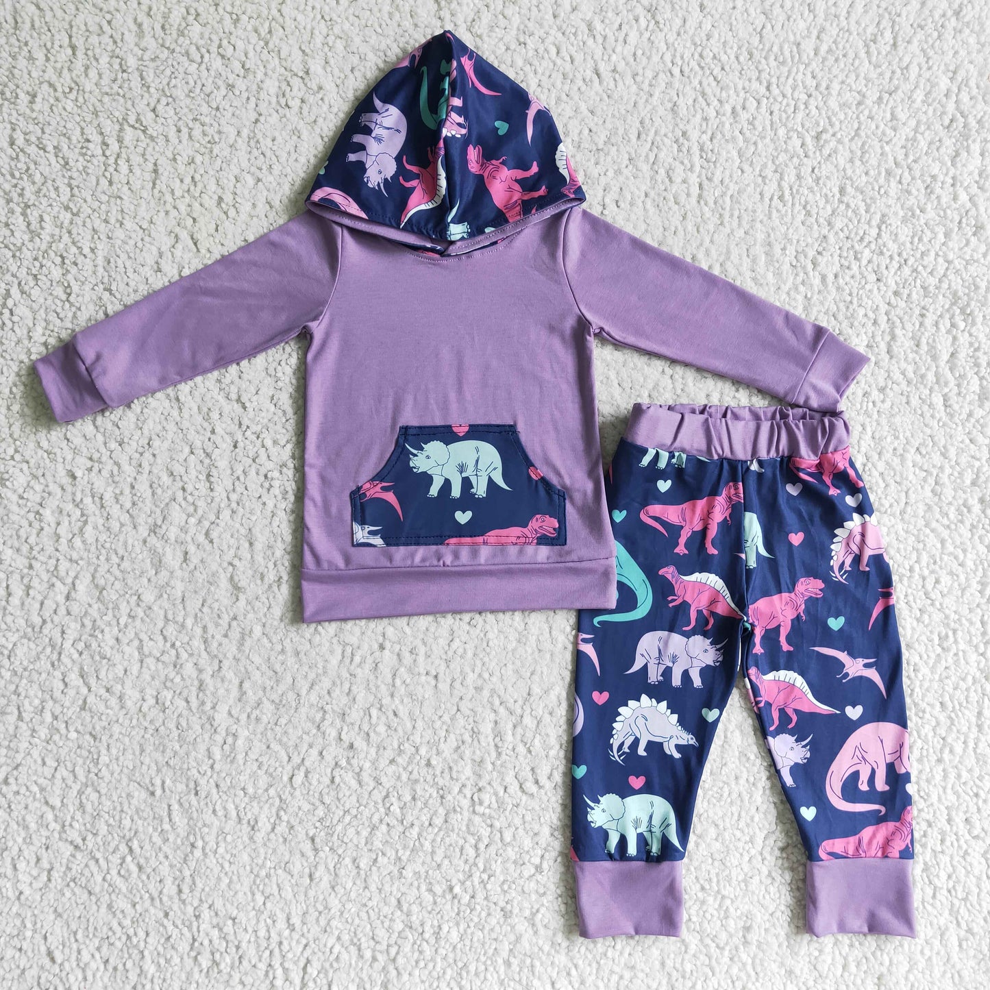 Dinosaur boy Long sleeve hoodie Top long pants set