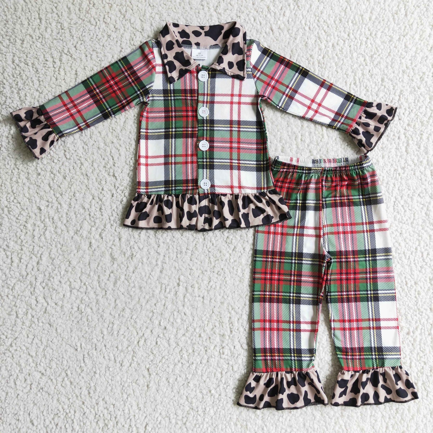 plaid girls Pajamas set