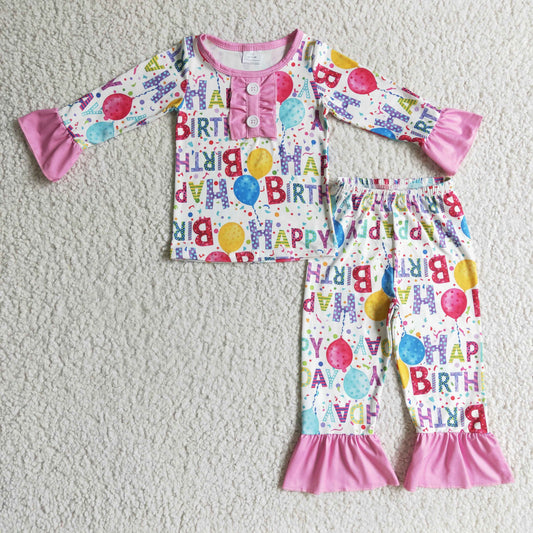 happy Birthday girls Pajamas set GLP0347