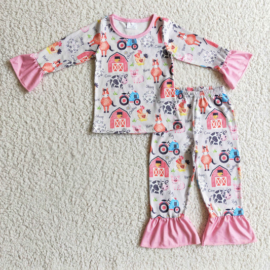 Pink Farm girls Pajamas set