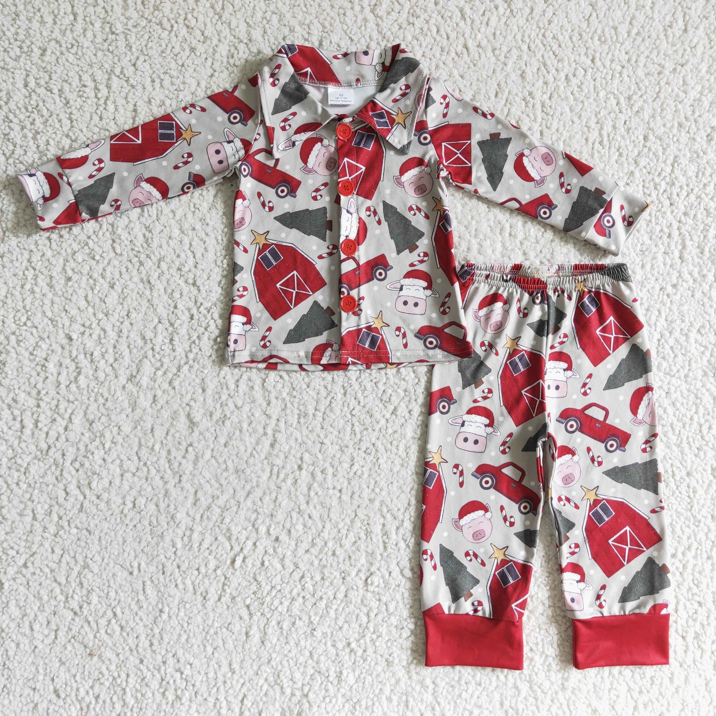 boys Christmas farm pajamas set BLP0143