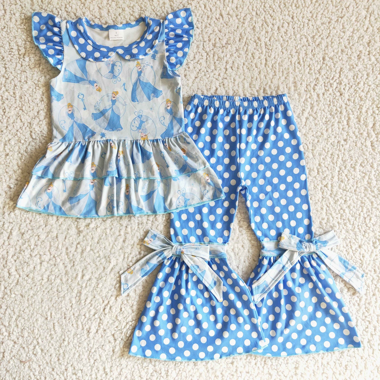 Princess Blue Girl bell bottoms pants set