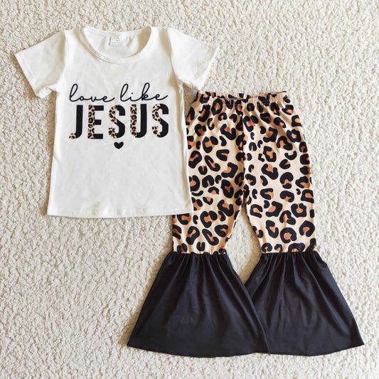 western Jesus leopard bell bottoms set