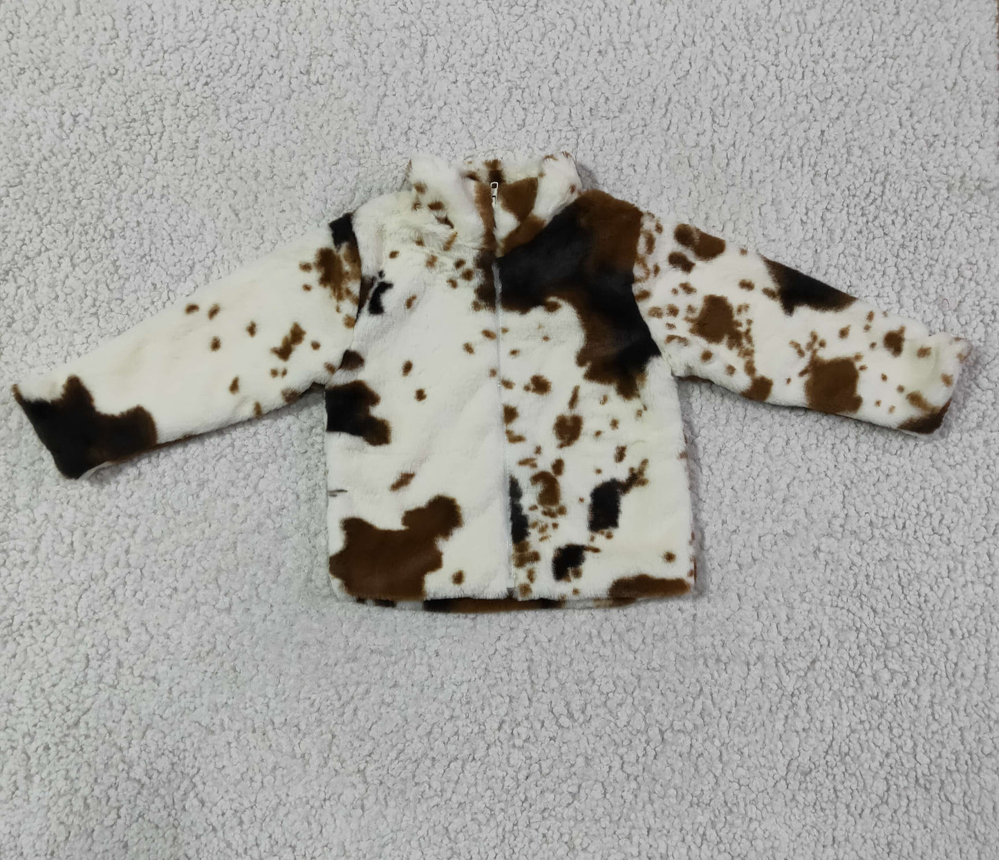 Cow print plush Coat