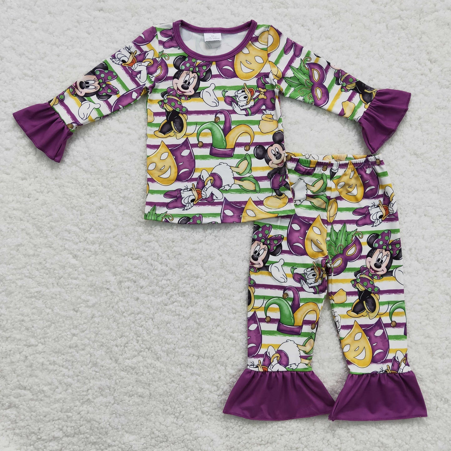 Mardi gras ruffle pajamas Set