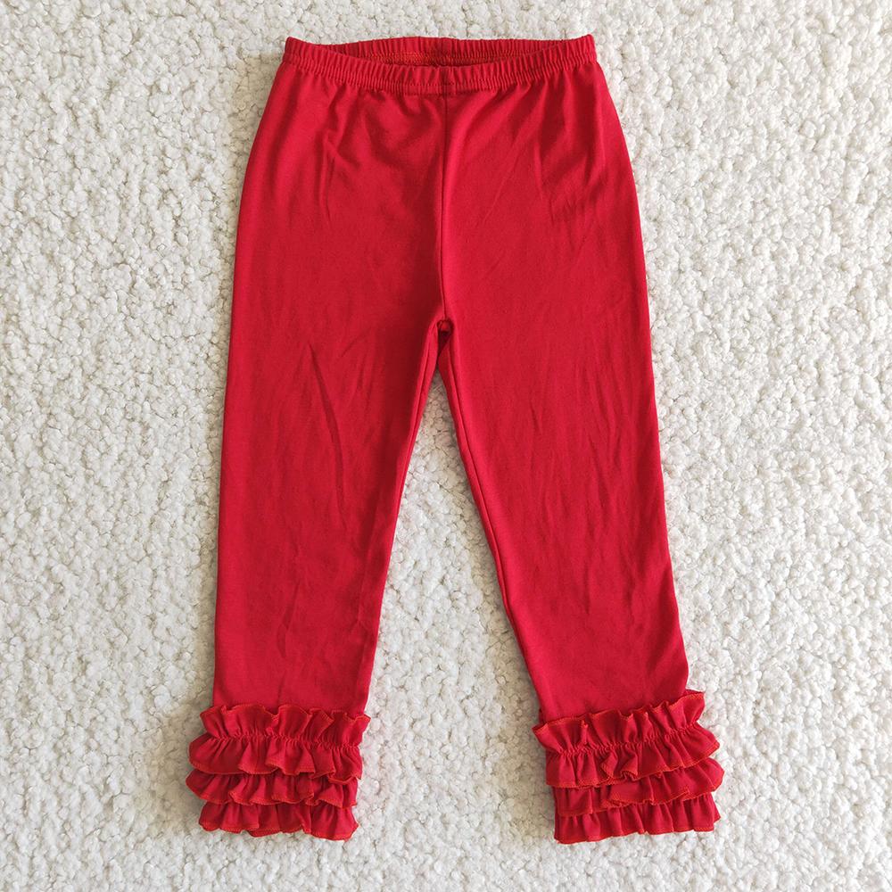 Red lace ruffle pants