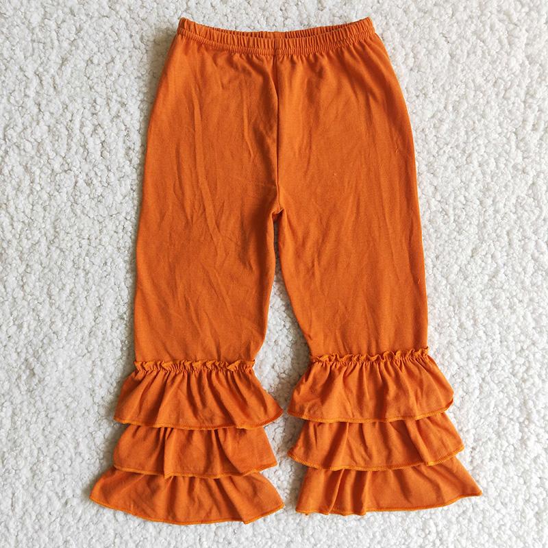 Orange lace ruffle pants