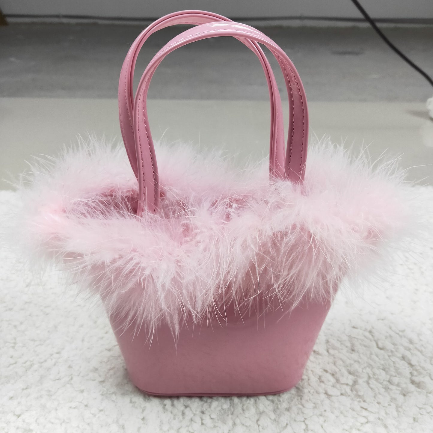 girls pink fur-trim bag BA0028