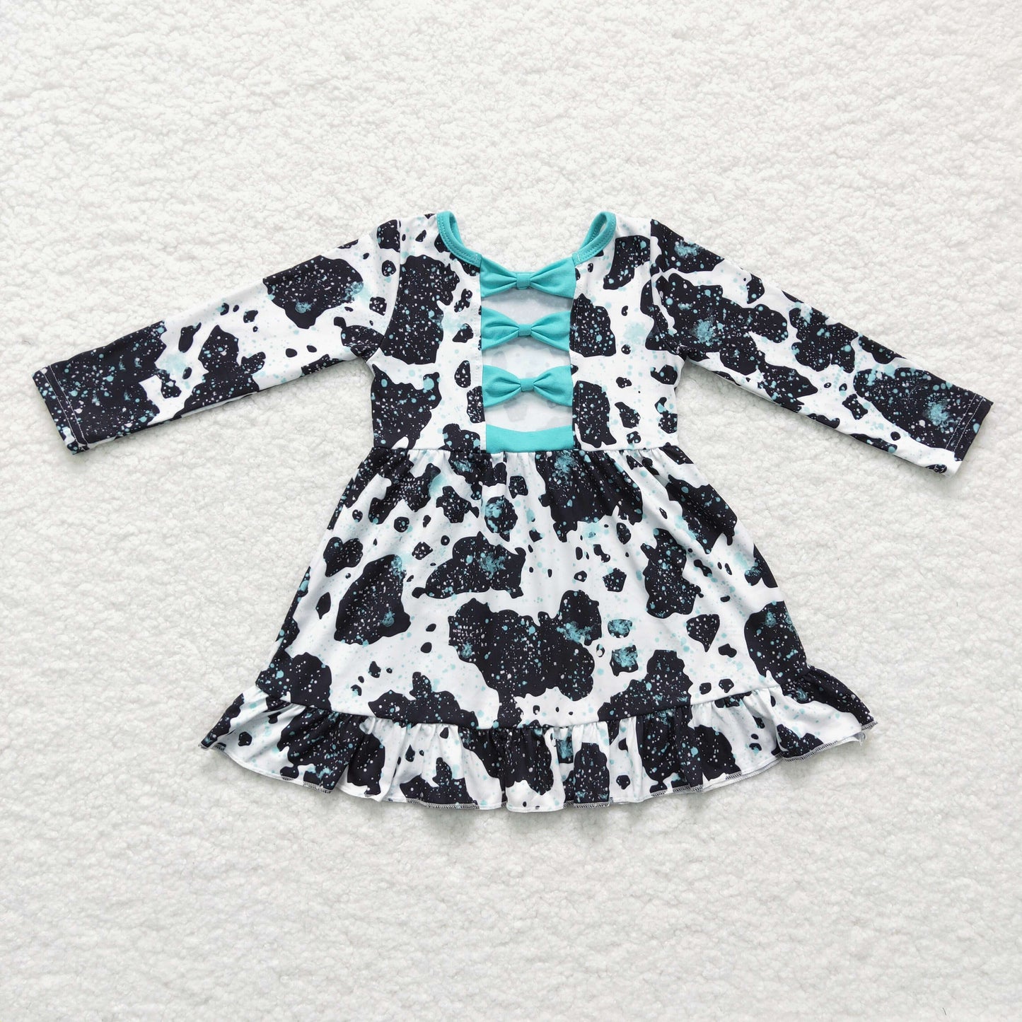 Farm cow print long sleeve Dress