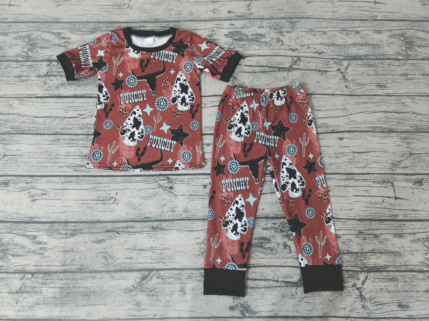 Western Heifer T-shirt boy pajamas set-preorder