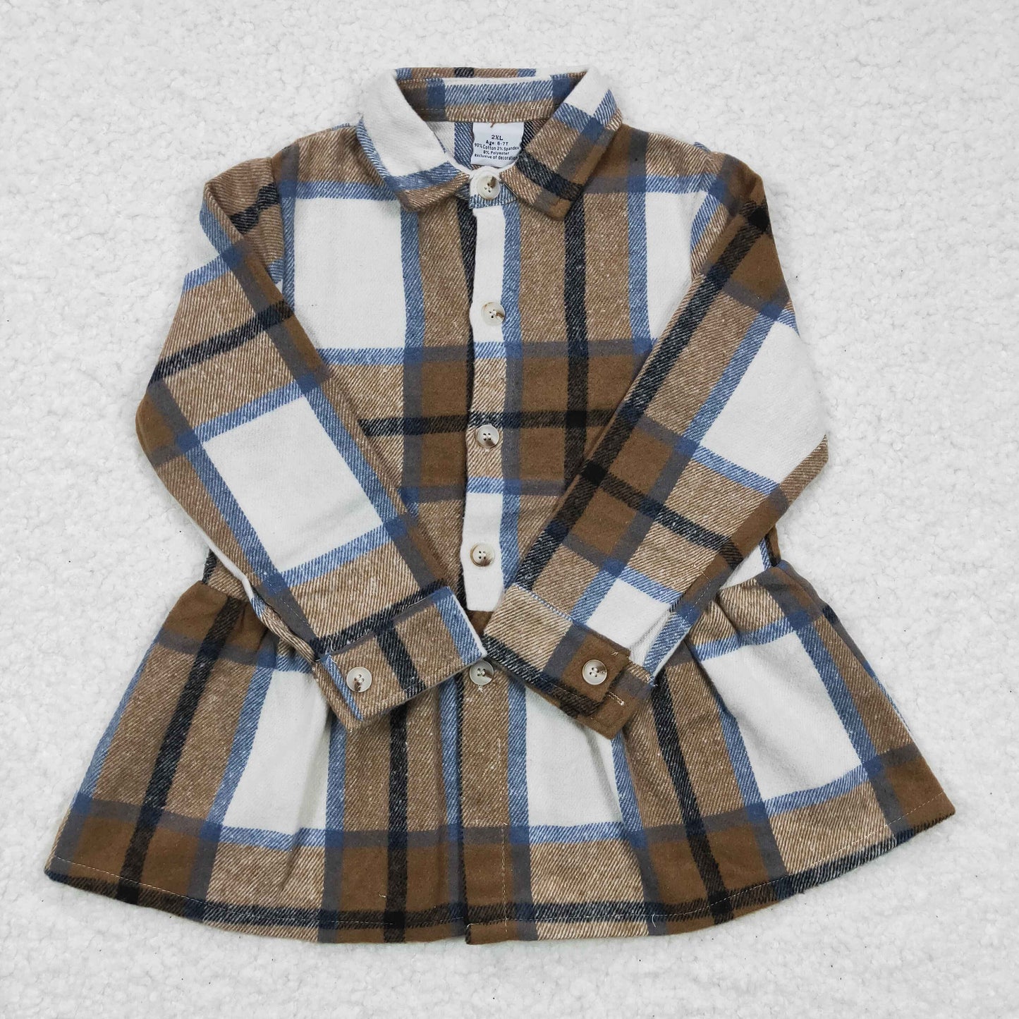 Girl Brown plaid Flannel Top