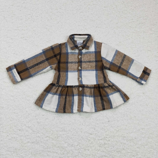 Girl Brown plaid Flannel Top