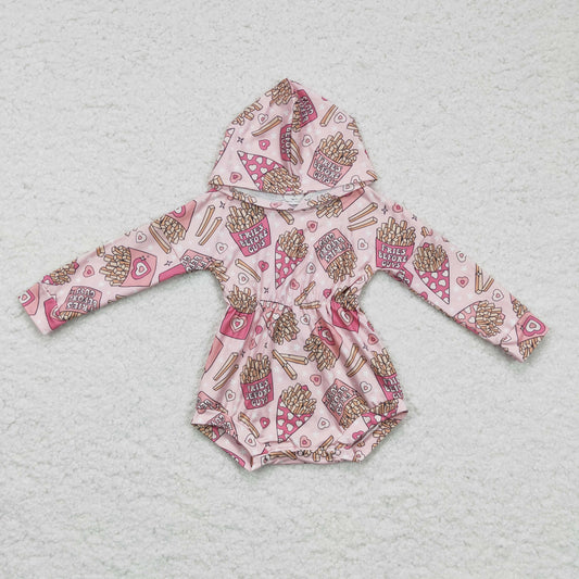 Pink love Chips hoodie Long Sleeve romper