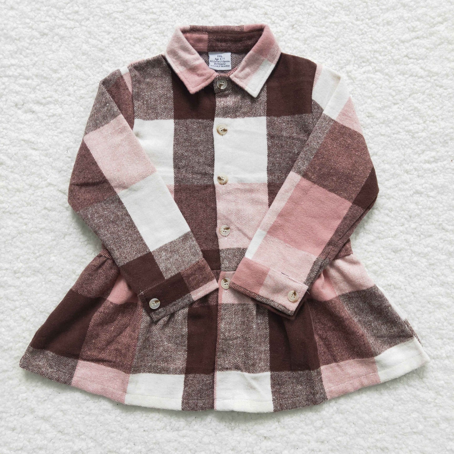 Girl Pink plaid Flannel Top