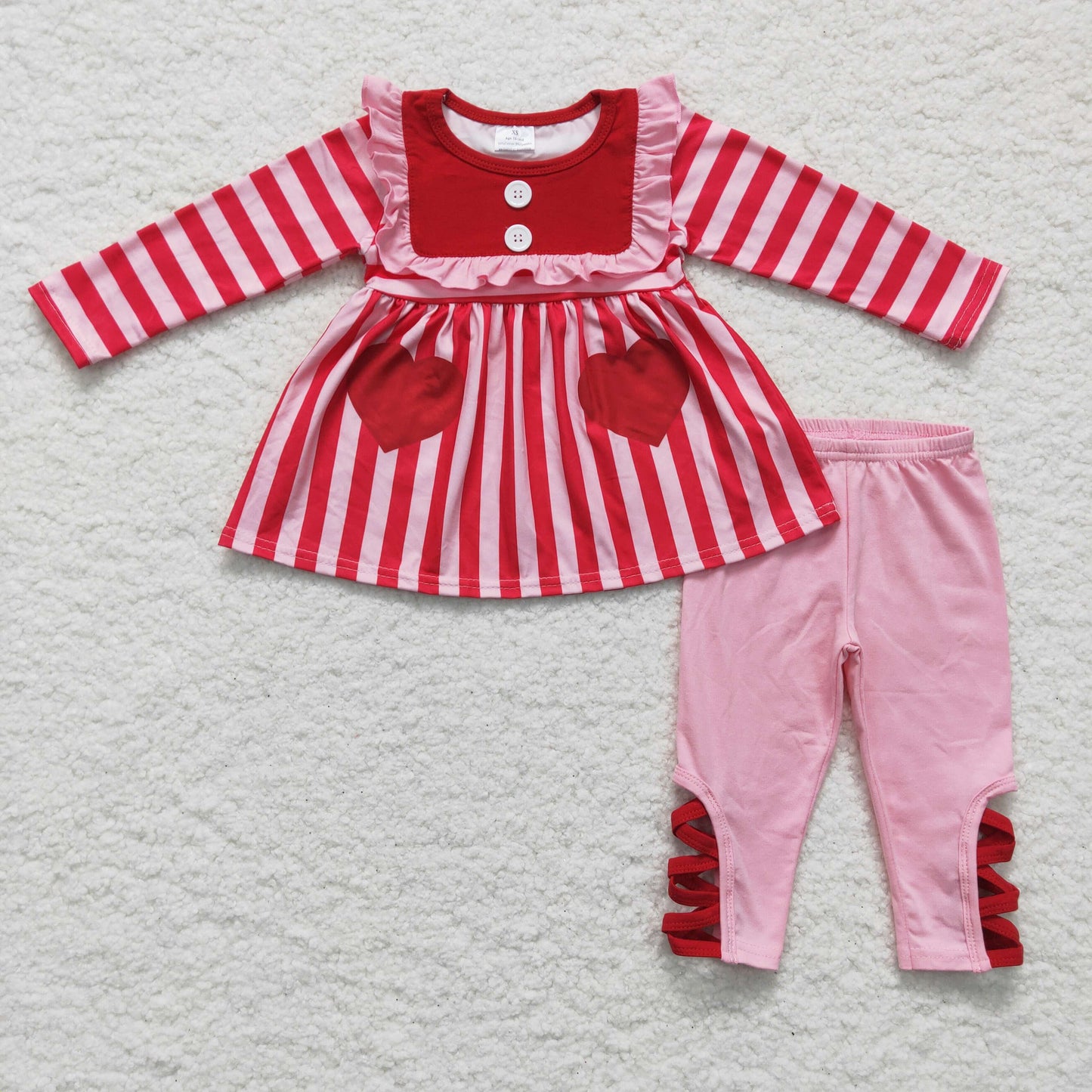 Valentine's day stripe tunic dress legging Pants Outfit