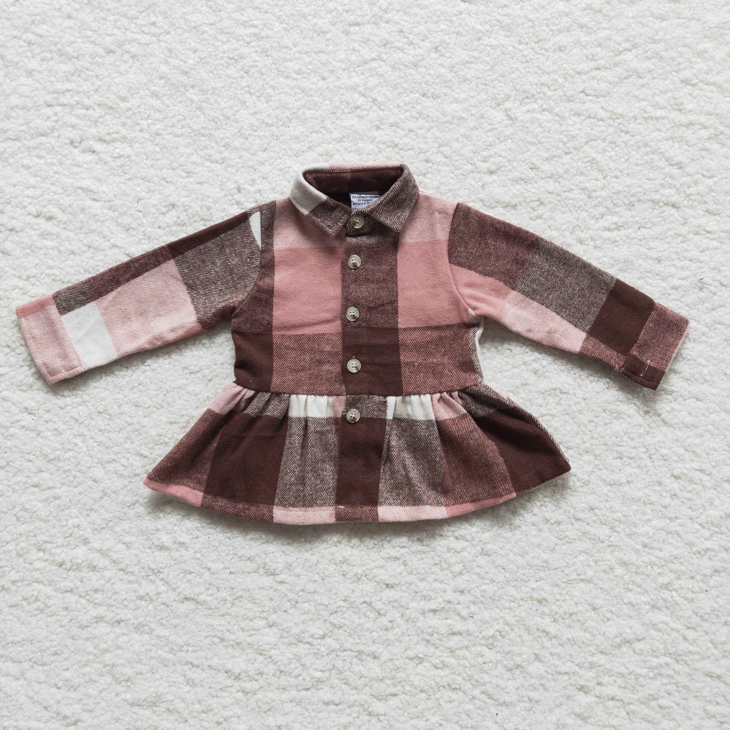 Girl Pink plaid Flannel Top