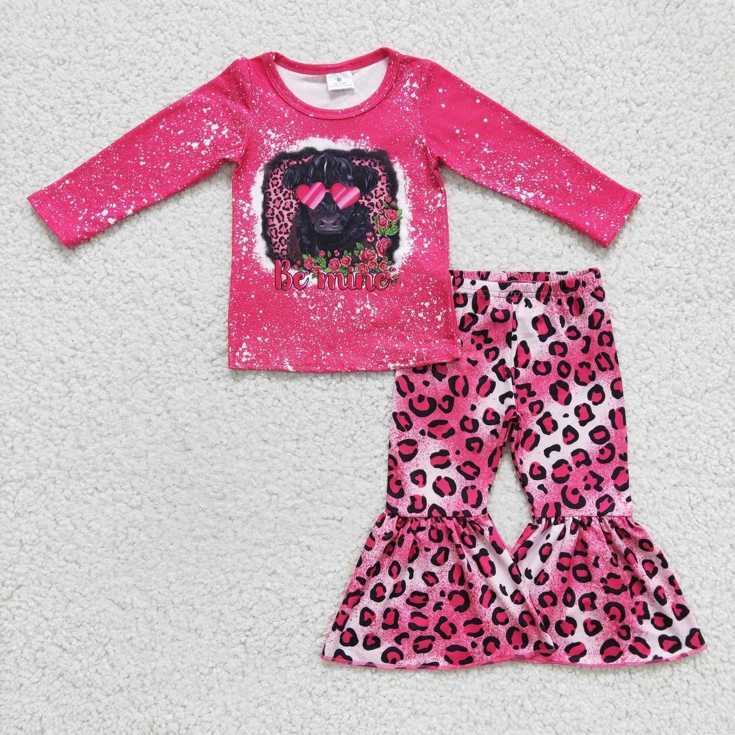 Valentine's day heifer leopard bell bottoms set