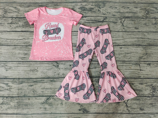 Valentine's day Heart Breaker T-shirt girl bell bottoms set-preorder