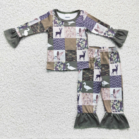 Western wild duck girl pajamas set