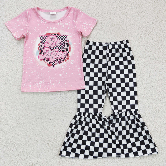 Pink Be mine bell bottoms pants set