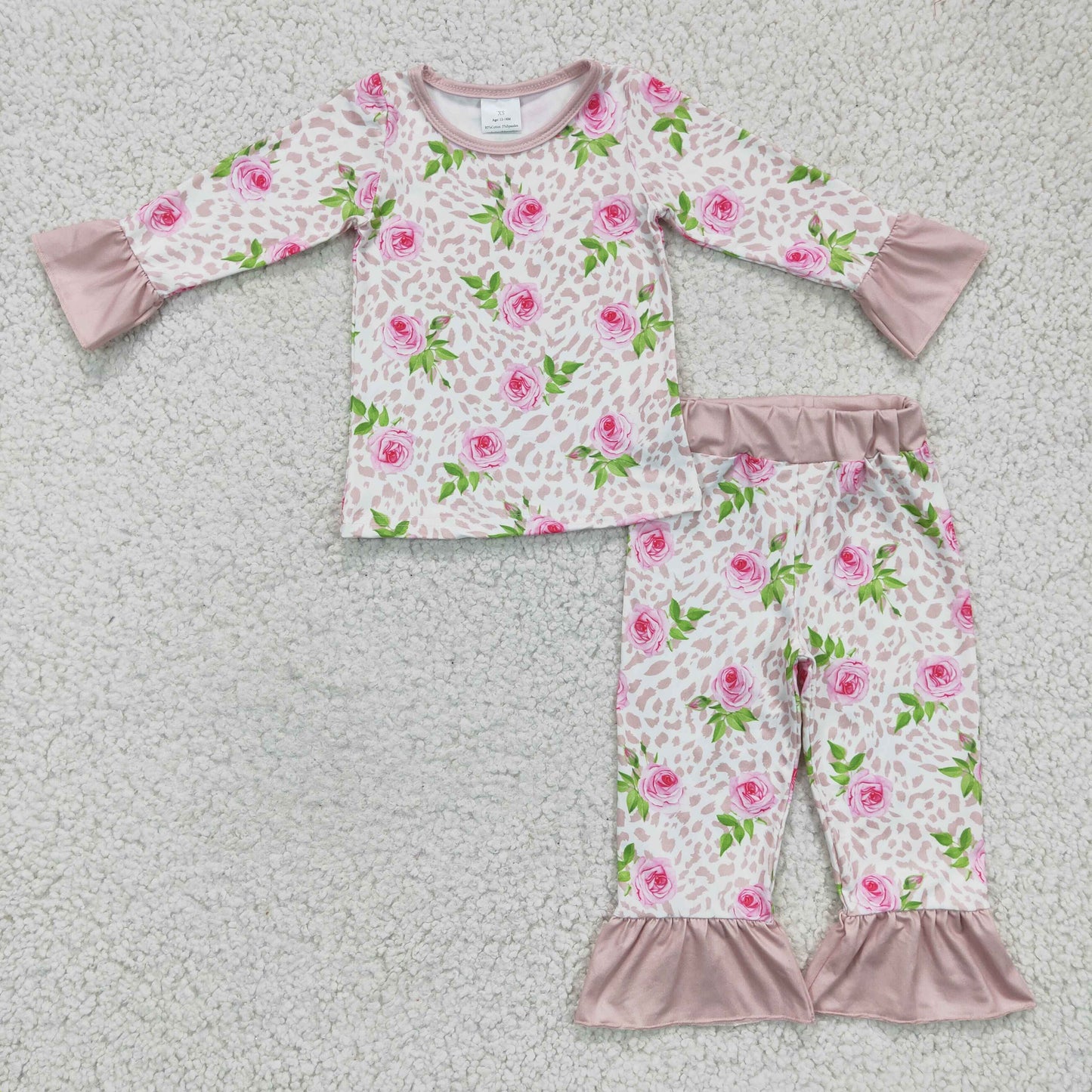 Pink Flower girl pajamas set