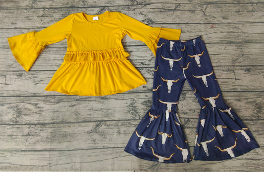 Yellow Top Heifer bell bottoms pants set-preorder